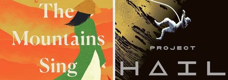 The image shows book covers for "The Mountains Sing" by Nguyễn Phan Quế Mai and "Project Hail Mary" by Andy Weir